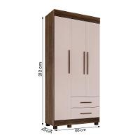 Guarda Roupa Copacabana New Quarto Com 3 Portas E 2 Gavetas Imbuia-off White - 4