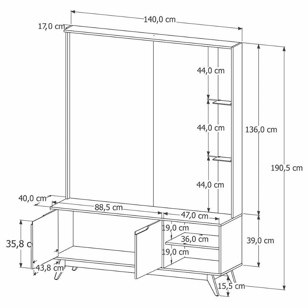 Home Tucumã 1.4 Tv Até 60 Pol. Pés De Madeira Maciça E Led Nature-off White - 3