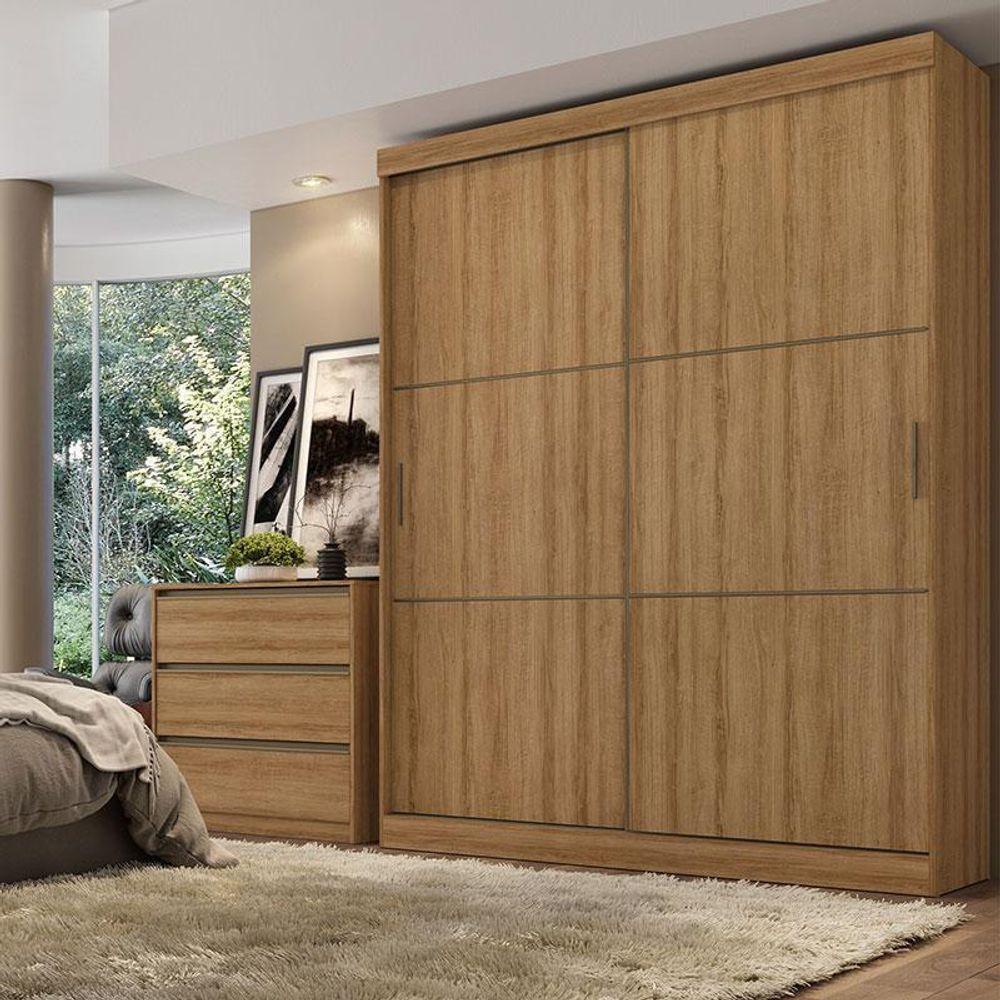 Guarda Roupa Casal Comfort 2 Portas Almendra Acetinado - Thb - 3