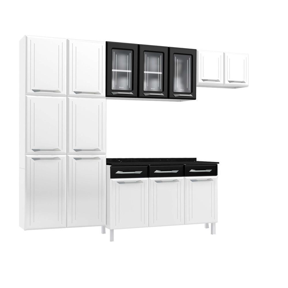 Cozinha De Aço Completo Telasul Topázio C/ Vidro 4 Peças Branco Com Preto Branco Com Preto - 2