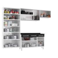 Cozinha De Aço Completo Telasul Topázio C/ Vidro 4 Peças Branco Com Preto Branco Com Preto