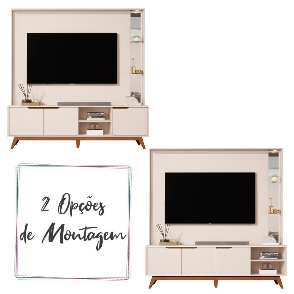 Home Tucumã 1.8 Tv Até 75 Pol. Pés De Madeira Maciça E Led Off White - 3