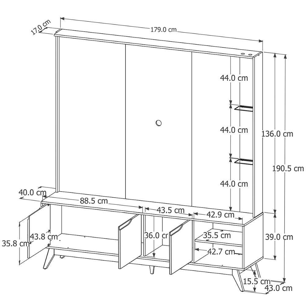 Home Tucumã 1.8 Tv Até 75 Pol. Pés De Madeira Maciça E Led Off White - 4