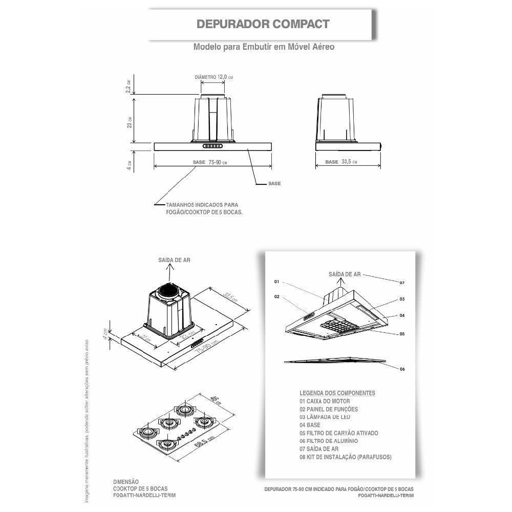 Depurador Terim Compact New Embutir Branco 75 cm Branco 110V - 2