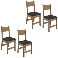 Kit De 4 Cadeiras Milano Com Tecido Em Material Sintetico Carvalho-preto Carvalho-preto - 1