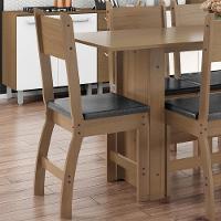 Kit De 4 Cadeiras Milano Com Tecido Em Material Sintetico Carvalho-preto Carvalho-preto - 2