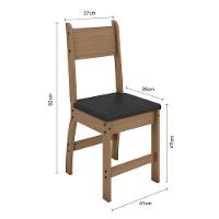 Kit De 4 Cadeiras Milano Com Tecido Em Material Sintetico Carvalho-preto Carvalho-preto - 4