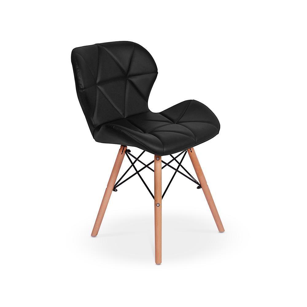 Kit 08 Cadeiras Charles Eames Eiffel Slim Wood Preta - 2