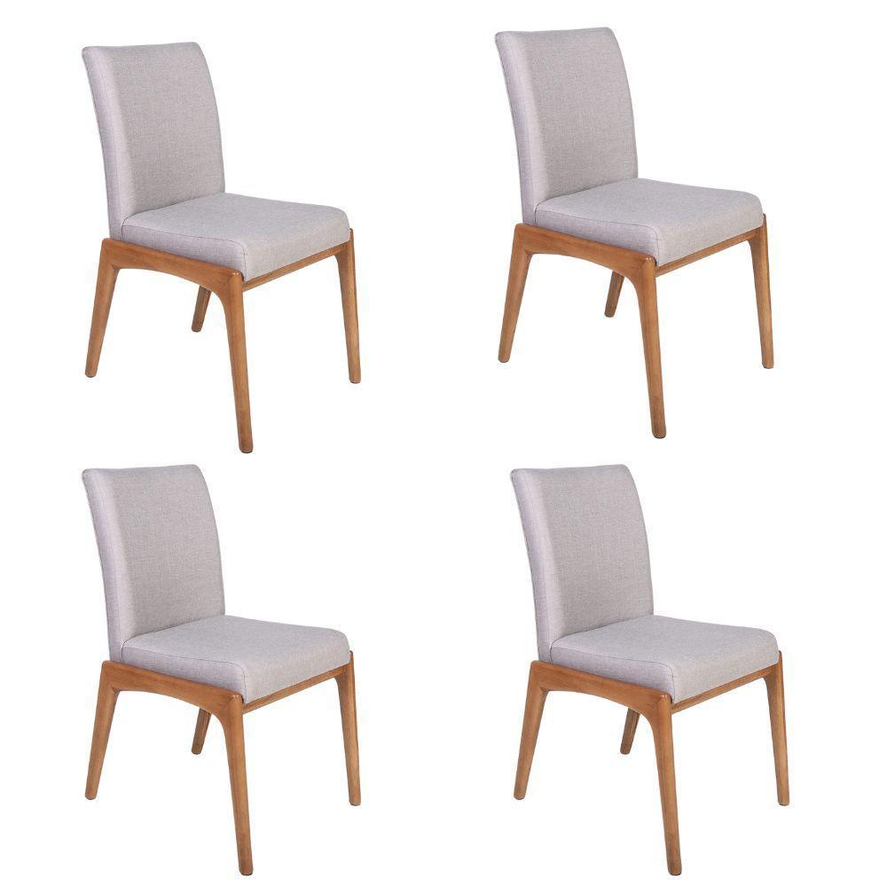 Conjunto 4 Cadeiras De Jantar Estofadas Sara Cinza Claro - 1