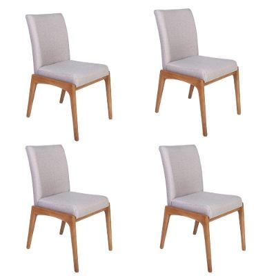 Conjunto 4 Cadeiras De Jantar Estofadas Sara Cinza Claro