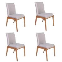 Conjunto 4 Cadeiras De Jantar Estofadas Sara Cinza Claro - 1