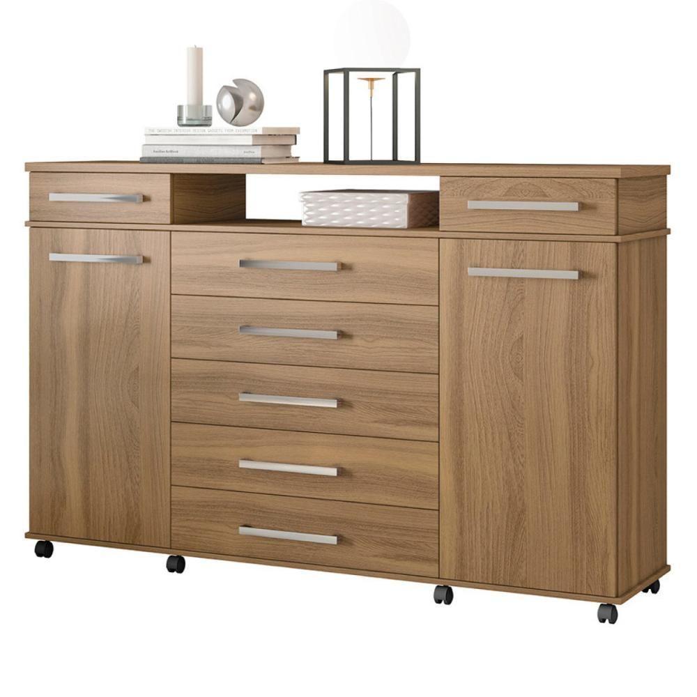 Cômoda London Quarto Com 7 Gavetas 2 Portas E Rodízios Amendola Touch - 1