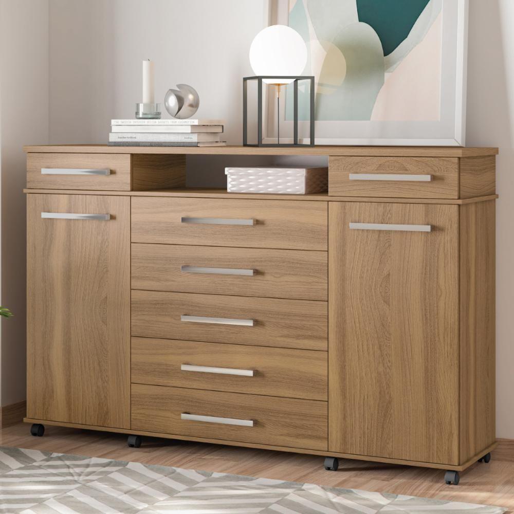 Cômoda London Quarto Com 7 Gavetas 2 Portas E Rodízios Amendola Touch - 2