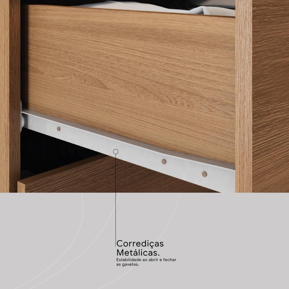 Cômoda London Quarto Com 7 Gavetas 2 Portas E Rodízios Amendola Touch - 5