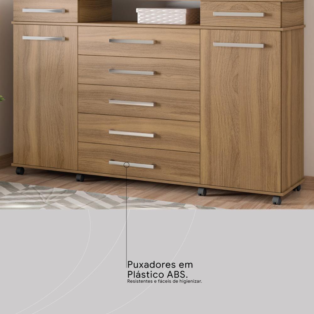 Cômoda London Quarto Com 7 Gavetas 2 Portas E Rodízios Amendola Touch - 7