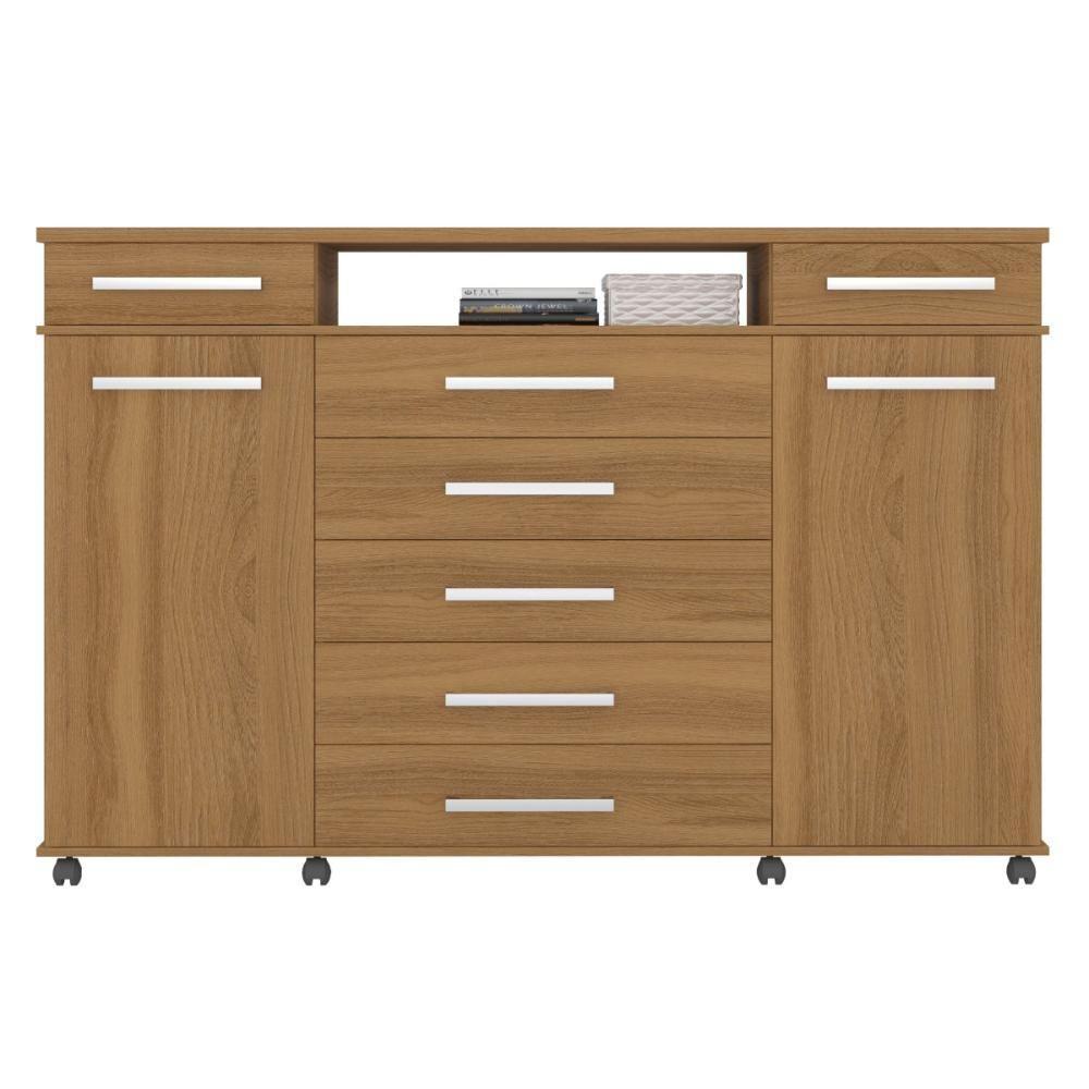 Cômoda London Quarto Com 7 Gavetas 2 Portas E Rodízios Amendola Touch - 9