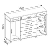 Cômoda London Quarto Com 7 Gavetas 2 Portas E Rodízios Amendola Touch