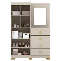 Cômoda Guarda-roupa Com 4 Gavetas E 5 Prateleiras Com Espelho Cristine Fendi - 2