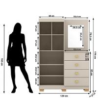 Cômoda Guarda-roupa Com 4 Gavetas E 5 Prateleiras Com Espelho Cristine Fendi - 3