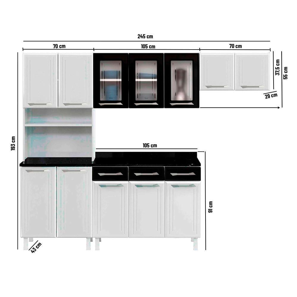 Cozinha De Aço Completa C/ Kit Para Micro-ondas Telasul Topázio 4 Peças Branco/preto Branco Com Preto - 3
