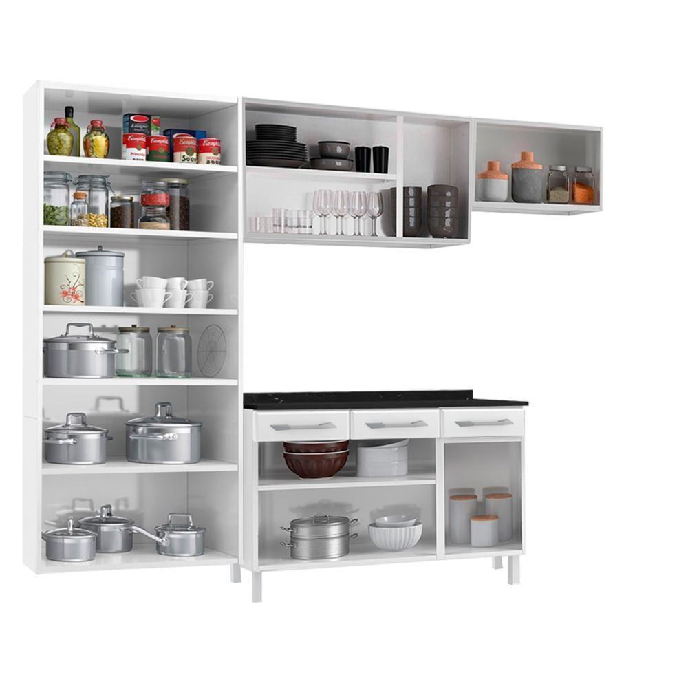 Cozinha De Aço Completo Telasul Topázio C/ Vidro 4 Peças Branco Branco - 4