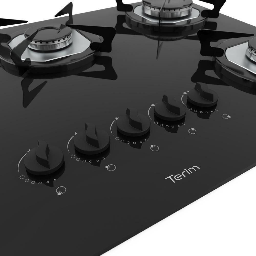 Cooktop Terim à Gás Trm 5b Vidro Preto Flange Inox Preto Bivolt - 3