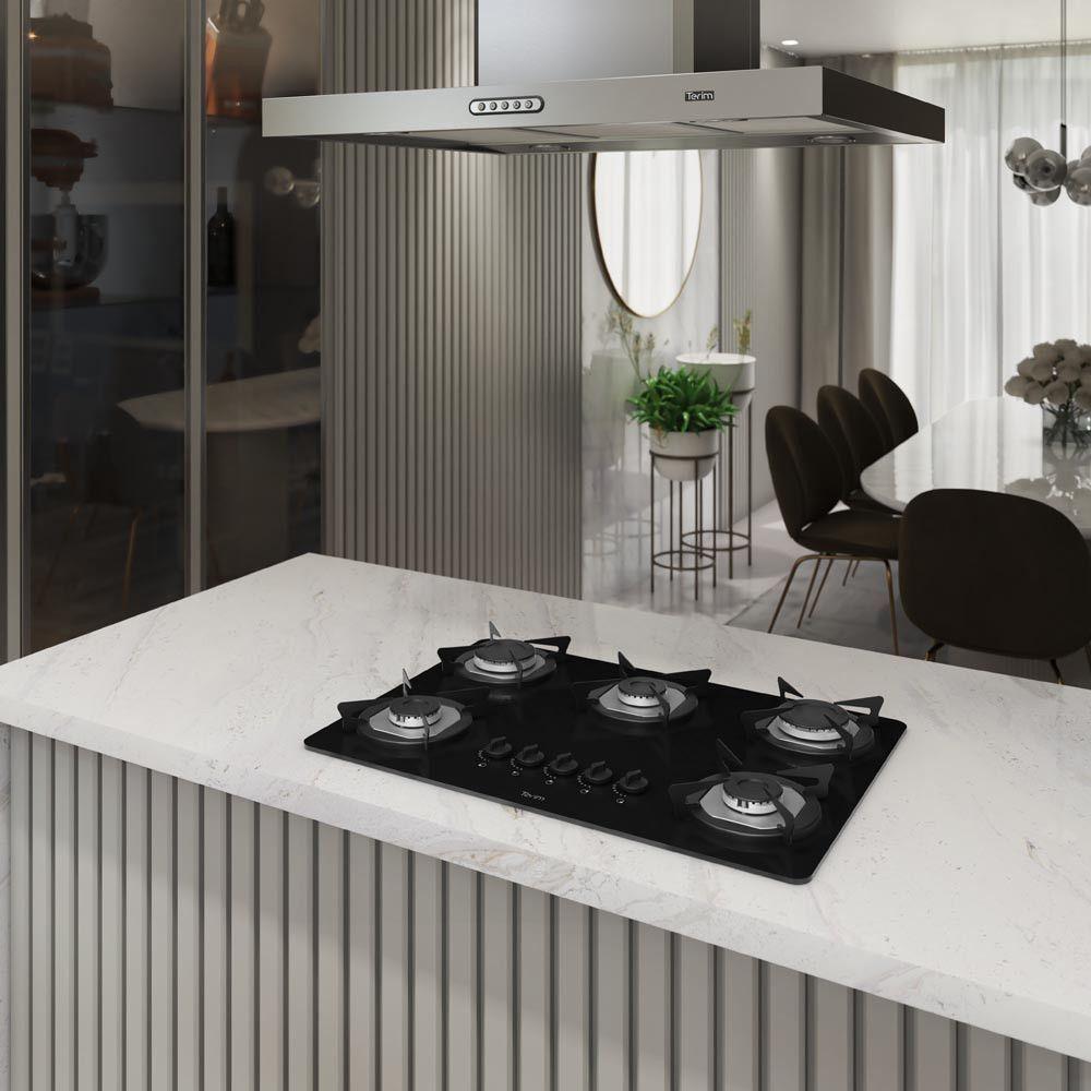 Cooktop Terim à Gás Trm 5b Vidro Preto Flange Inox Preto Bivolt - 4