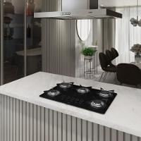 Cooktop Terim à Gás Trm 5b Vidro Preto Flange Inox Preto Bivolt