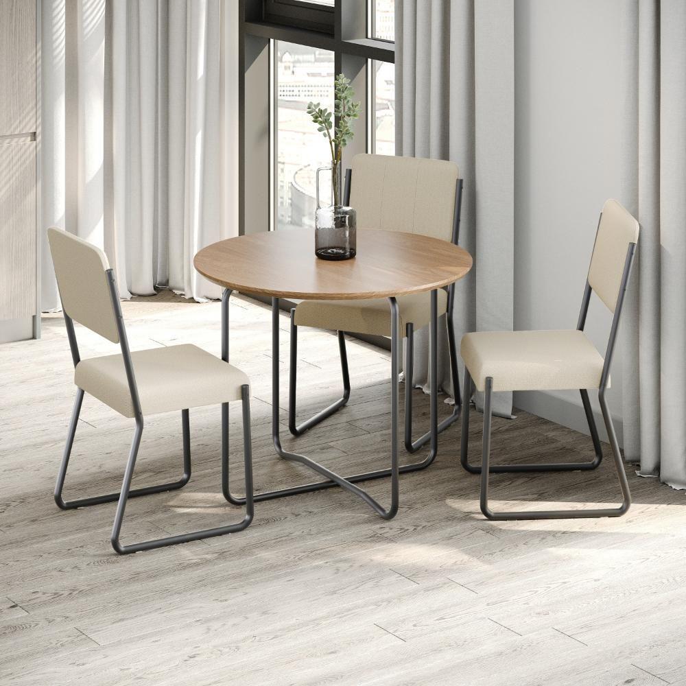 Conjunto 4 Cadeiras De Jantar Next Cinza Claro Corriente Est.preta - 1