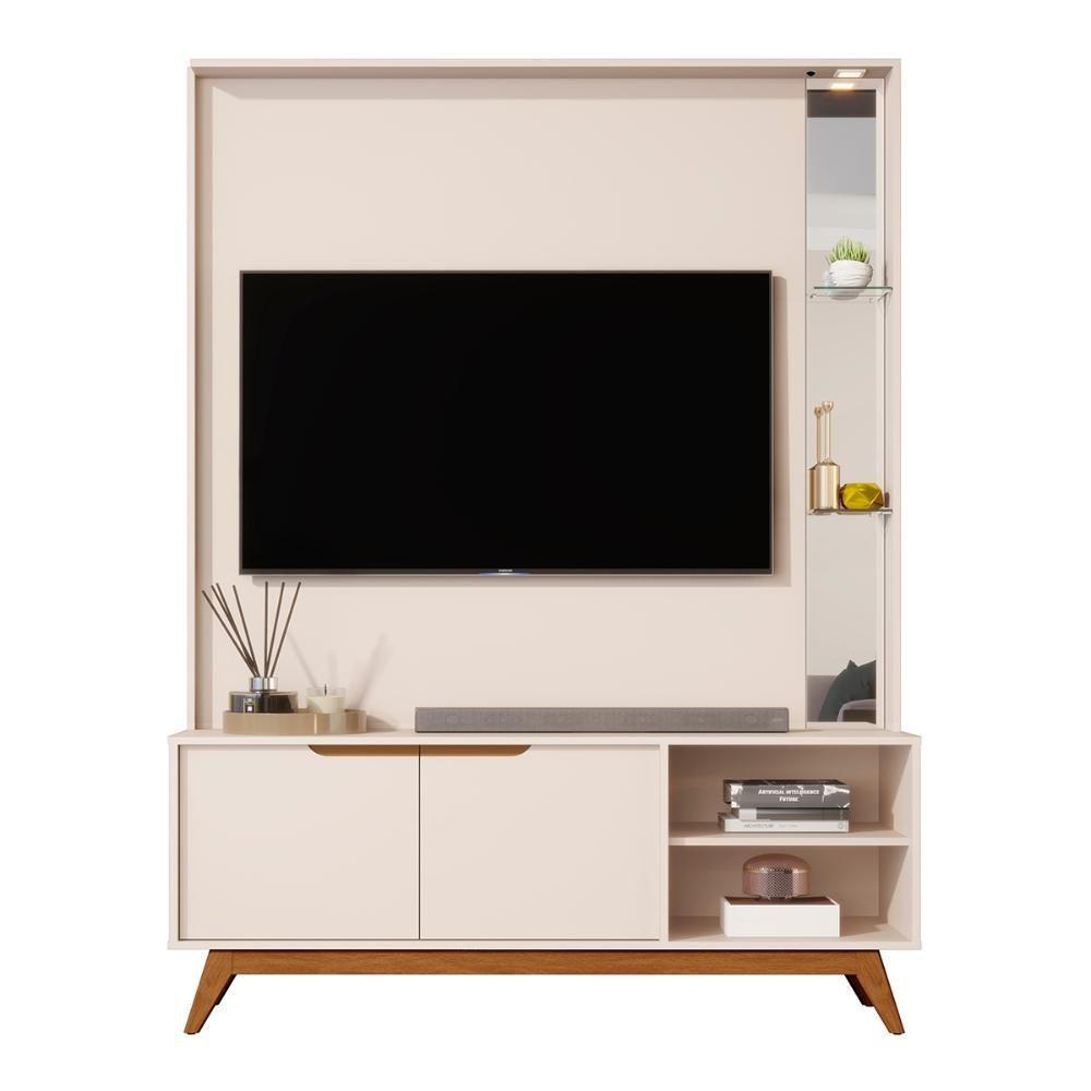 Home Tucumã 1.4 Tv Até 60 Pol. Pés De Madeira Maciça E Led Off White - 1