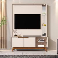 Home Tucumã 1.4 Tv Até 60 Pol. Pés De Madeira Maciça E Led Off White - 2