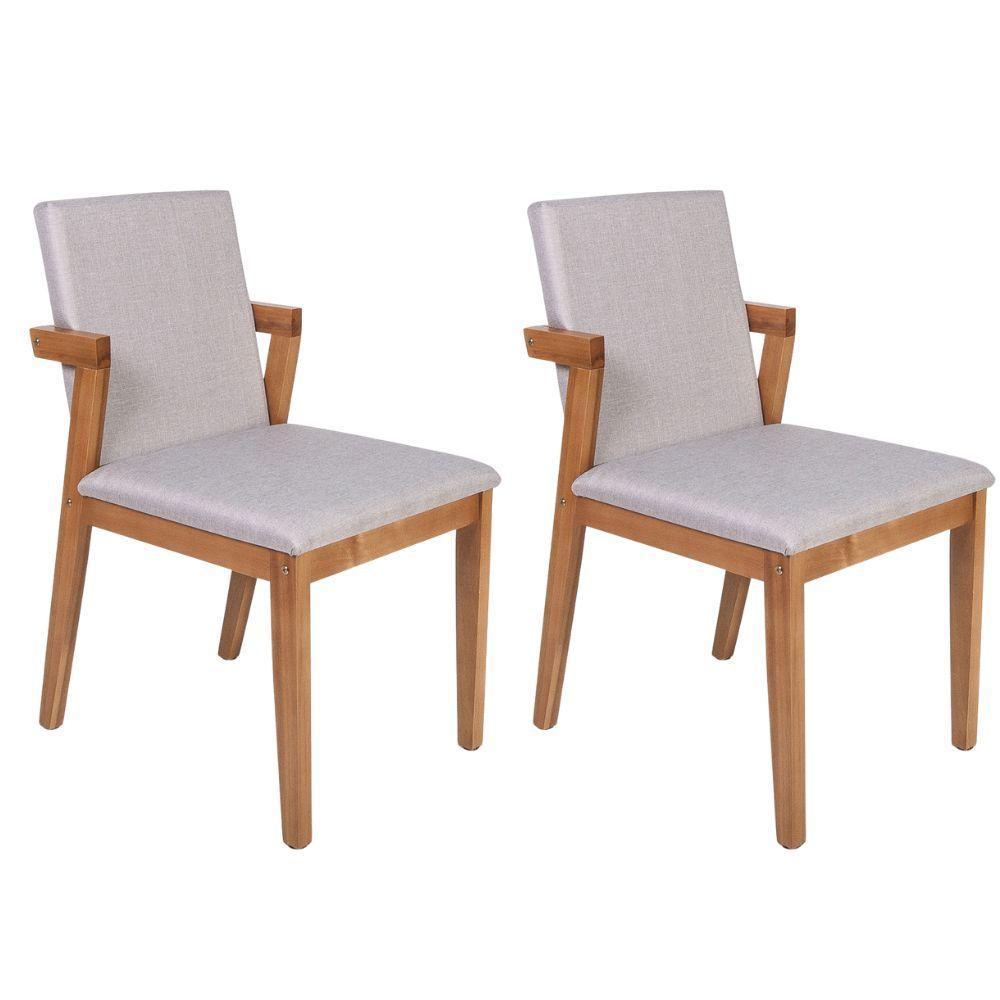 Conjunto 2 Cadeiras Estofadas Luna Cinza Claro - 1