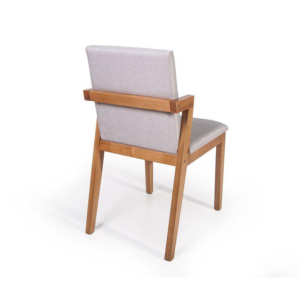 Conjunto 2 Cadeiras Estofadas Luna Cinza Claro - 4