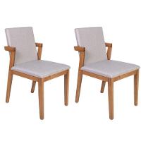 Conjunto 2 Cadeiras Estofadas Luna Cinza Claro - 1