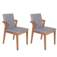 Conjunto 2 Cadeiras Estofadas Luna Cinza Escuro - 1