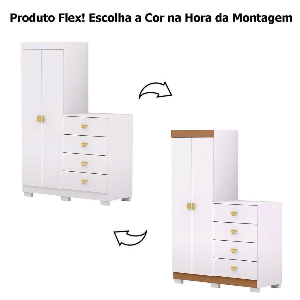 Cômoda Guarda-roupa Com 4 Gavetas E 5 Prateleiras Com Espelho Cristine Branco/camarim - 5