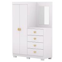 Cômoda Guarda-roupa Com 4 Gavetas E 5 Prateleiras Com Espelho Cristine Branco/camarim - 1