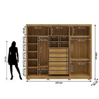 Guarda-roupa Casal 6 Portas 6 Gavetas 100% Mdf Dukai Nature/fendi