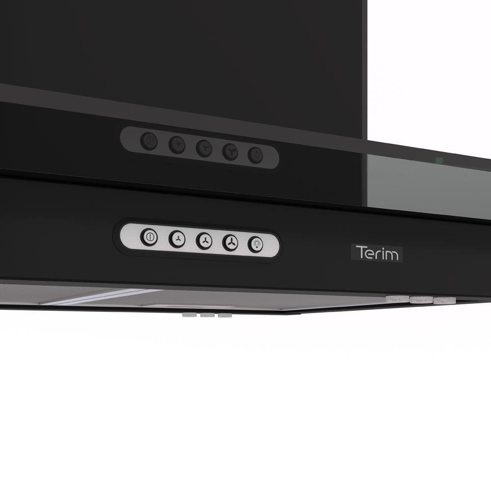 Coifa Terim Ilha Teto Vidro Reto Black 90 cm Preto 110V - 9