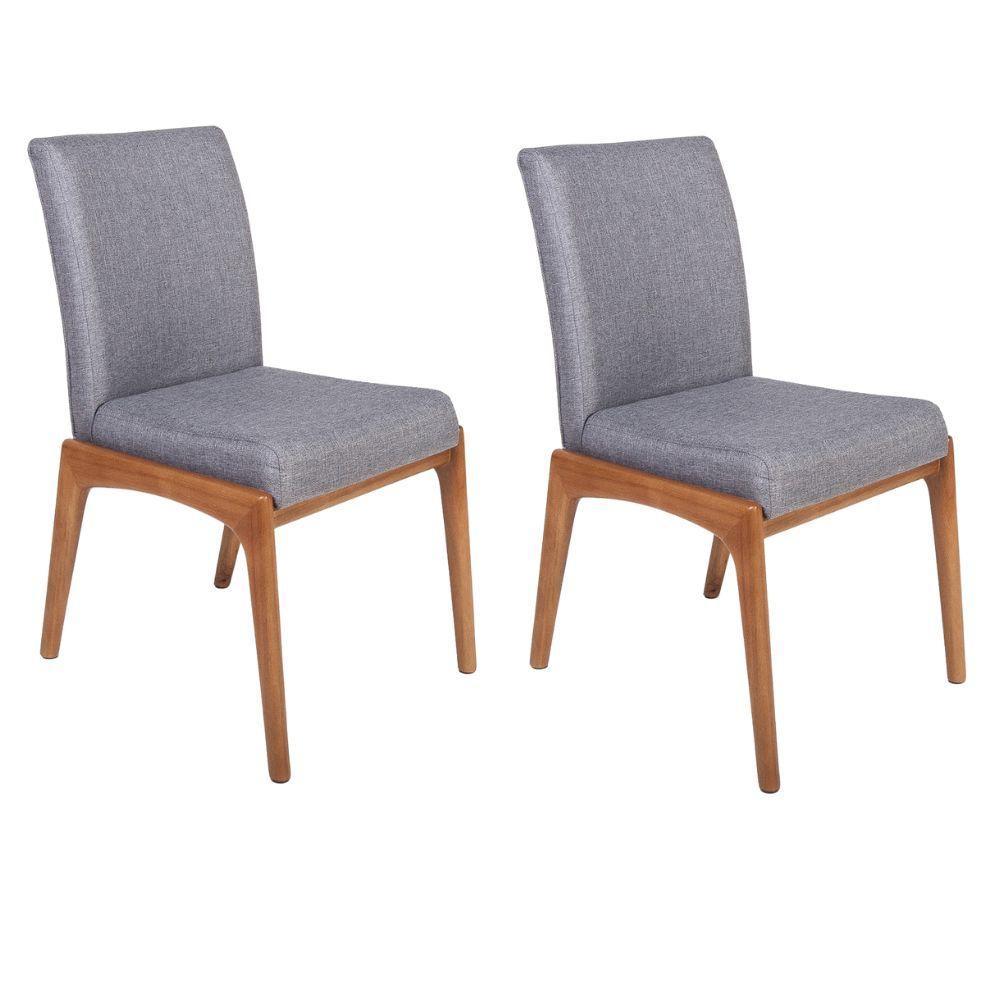 Conjunto 2 Cadeiras De Jantar Estofadas Sara Cinza Escuro - 1