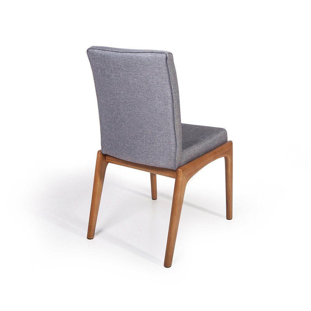 Conjunto 2 Cadeiras De Jantar Estofadas Sara Cinza Escuro - 4