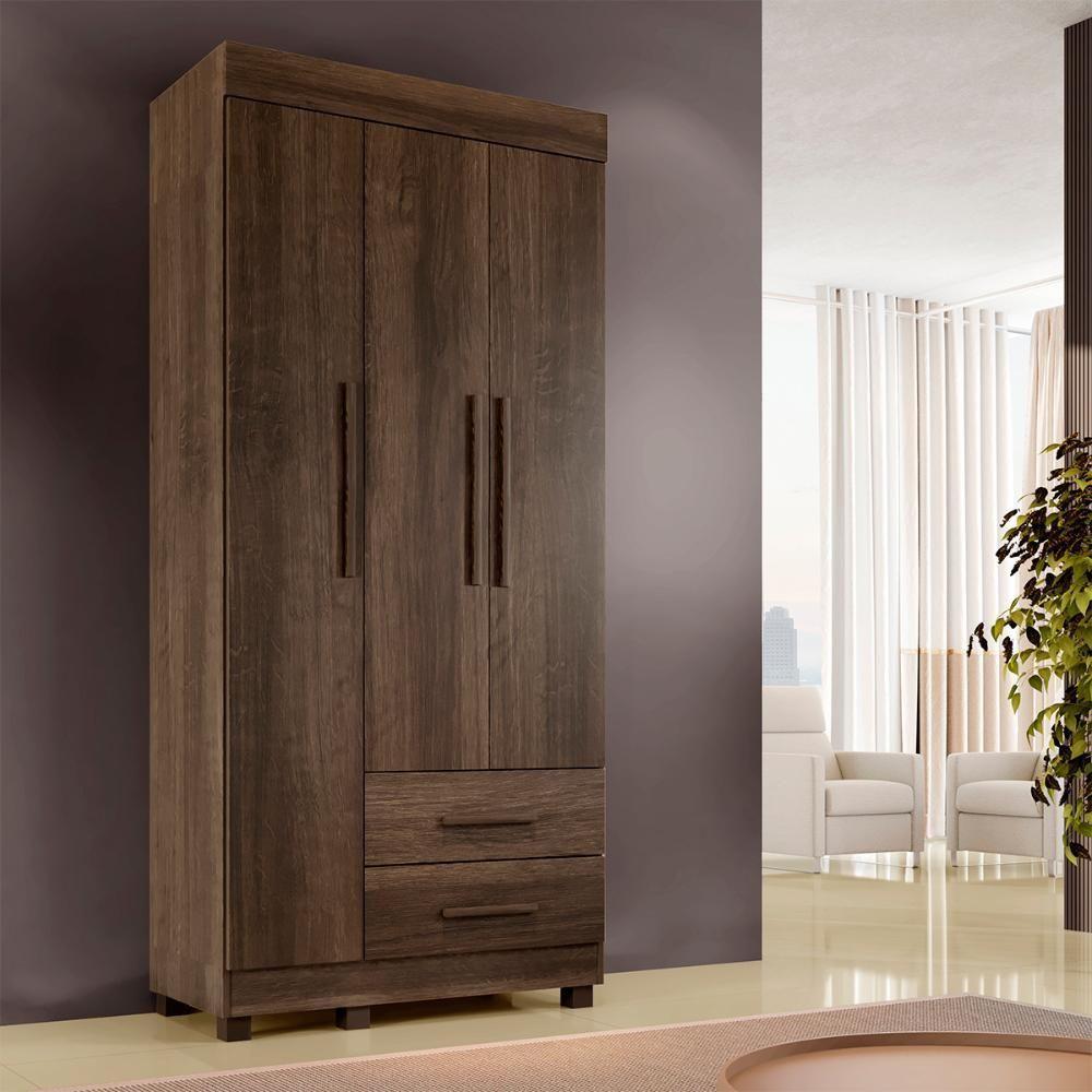 Guarda Roupa Copacabana New Quarto Com 3 Portas E 2 Gavetas Imbuia - 2