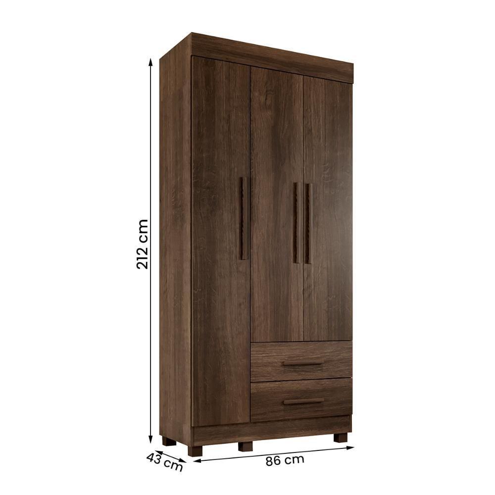 Guarda Roupa Copacabana New Quarto Com 3 Portas E 2 Gavetas Imbuia - 4