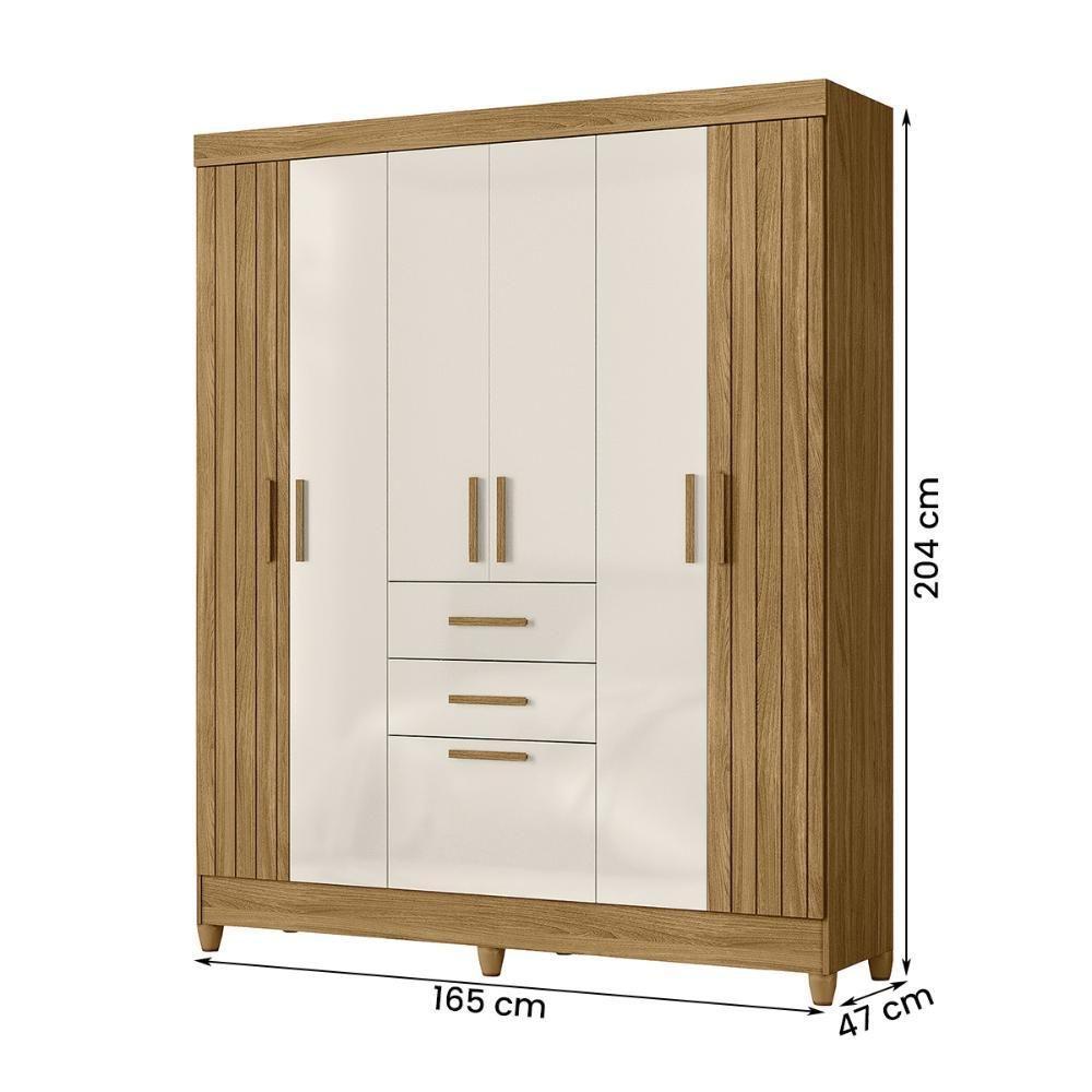 Guarda Roupa Malta Quarto Casal Com 6 Portas E 2 Gavetas Freijo-off White - 4