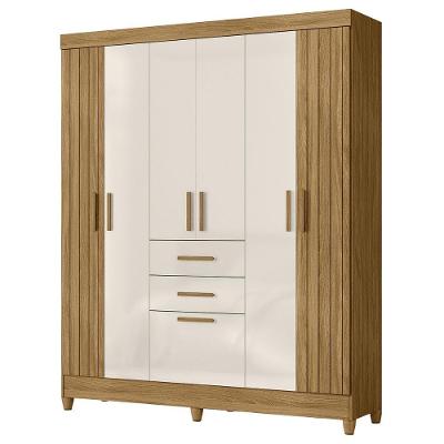 Guarda Roupa Malta Quarto Casal Com 6 Portas E 2 Gavetas Freijo-off White