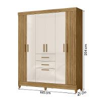 Guarda Roupa Malta Quarto Casal Com 6 Portas E 2 Gavetas Freijo-off White - 4