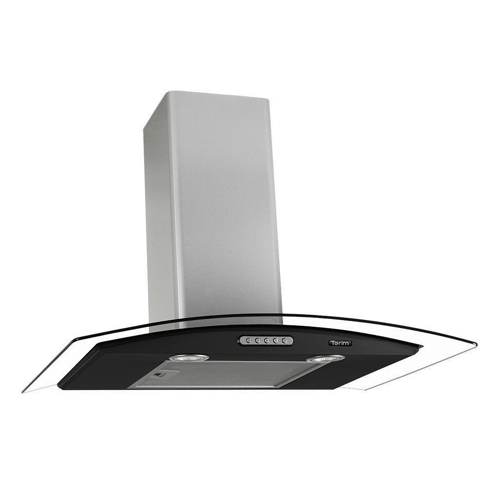 Coifa Terim Vidro Curvo Duto Slim Inox 80 cm Black 110V - 1