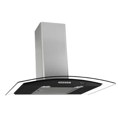 Coifa de Parede Terim Vidro Curvo Duto Slim 80cm Inox com Filtro Alumínio Preto 110V