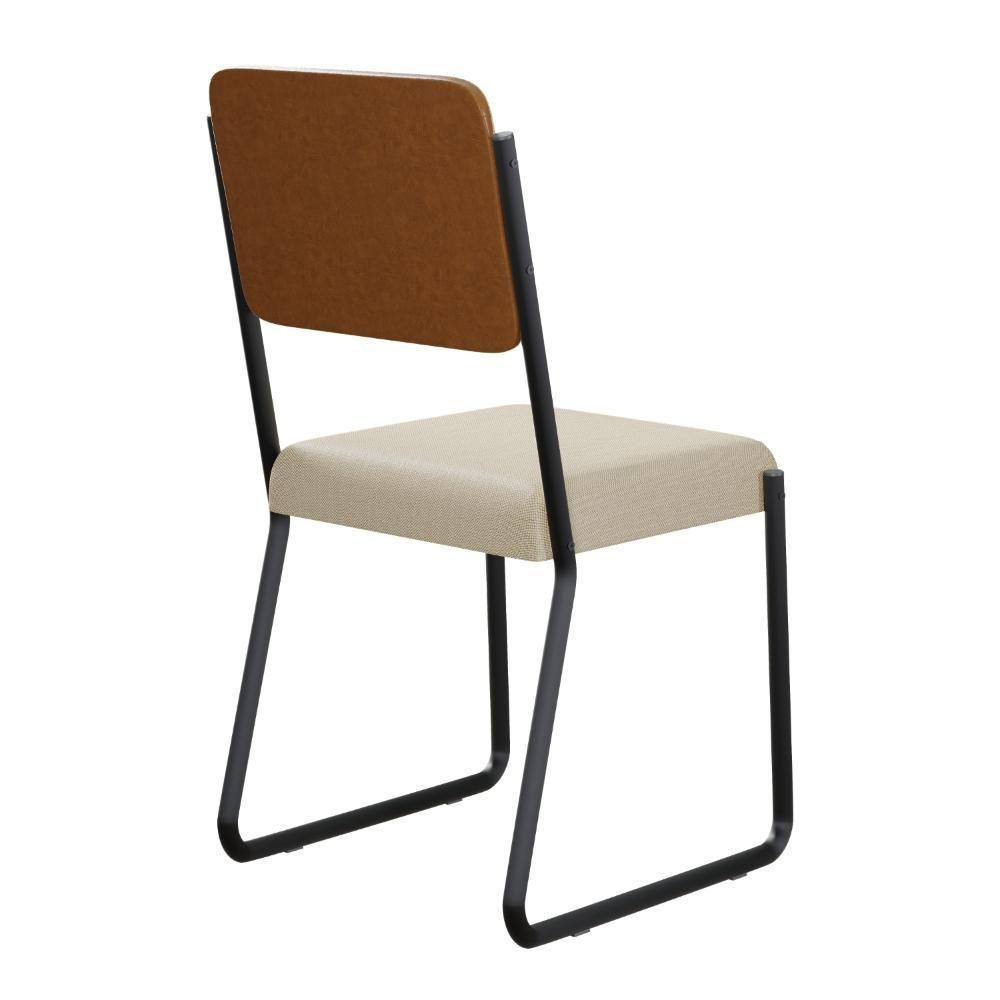 Conjunto 2 Cadeiras De Jantar Next Cinza Claro Corr-cr Caramelo Est.preta - 8