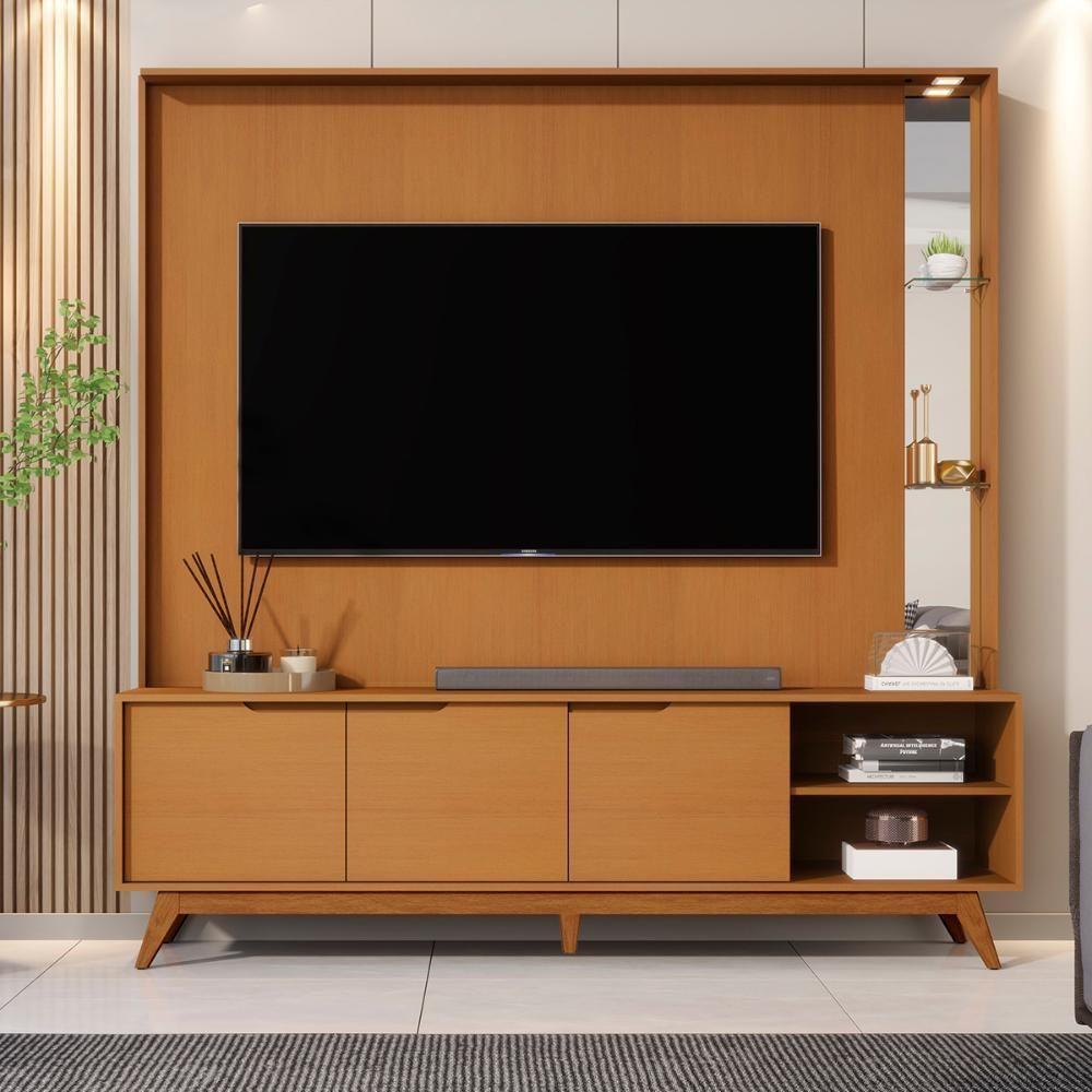 Home Tucumã 1.8 Tv Até 75 Pol. Pés De Madeira Maciça E Led Nature - 2